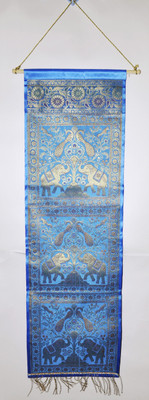 

Lal Haveli Elegant Handmade Brocade Work Elephant Design Silk Rajasthani Décor Wall Hanging Tapestry(Blue)