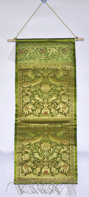 

Lal Haveli Home Decoration Silk Wall Hanging Letter Holder Ethnic0&0Traditional Tapestry(Green)