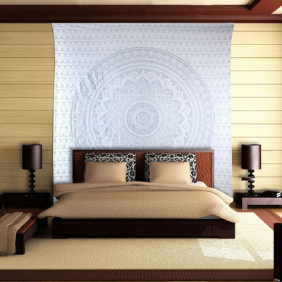 

Stylo Culture Living Room Tapestry(White, Silver)