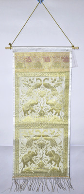 

Lal Haveli Home Décor 2 Pocket Silk Letter Holder Wall Hanging Ethnic0&0Traditional Tapestry(White)