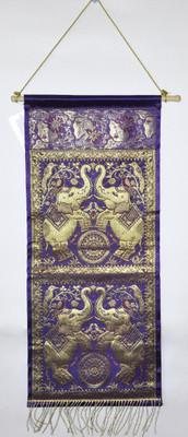 

Lal Haveli Wall Décor Silk Magzine Holder Hanging Animal Tapestry(Purple)