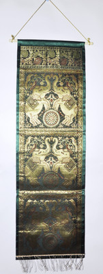 

Lal Haveli Brocade work Elephant Design Silk Wall Hanging Tapestry(Green)