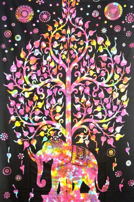 

Aavaya Creation Elephant Tree Pattern Hand Made Tapestry(Multicolor)