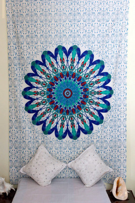 

Stylo Culture Living Room Tapestry(White, Blue)