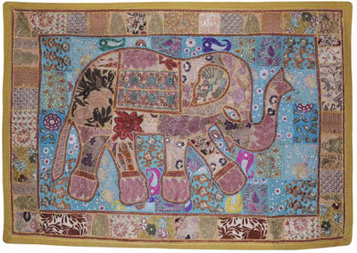 

Lal Haveli Ethnic Patch And Beads Work Embroidery Wall Hanging For Wall Décor Animal Tapestry(Yellow)
