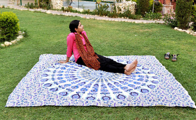 

Lal Haveli Ethnic Handmade Colorful Double Bedsheet Mandala Ethnic0&0Traditional Tapestry(White)