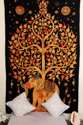 

Stylo Culture Living Room Tapestry(Black, Orange)