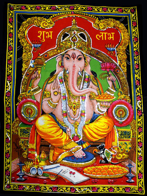 

Amazing India Lord Ganesha / Ganpati / Ganesh Sequin Cotton Wall Hanging AISBL009 God Tapestry(Multicolor)