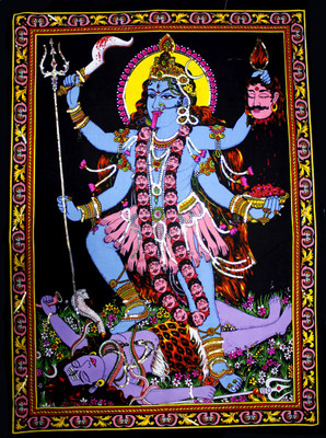 

Amazing India Goddess Kali Tapestry Sequin Cotton Wall Hanging AISBL014 Goddess Tapestry(Multicolor)