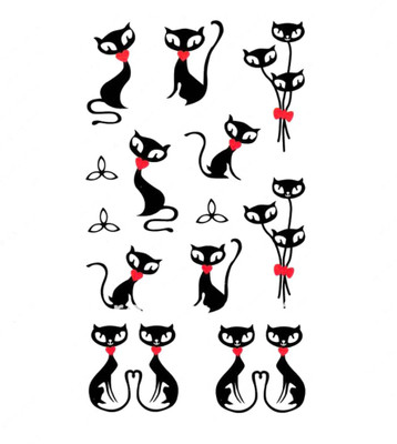 

SENECIO™ Cute Red Heart Black Cat Print Temporary Tattoo Pack(Cat)