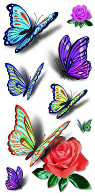 

SENECIO™ Floral Rose Butterfly 3D Colourful Temporary Body Art DIY Stickers(Butterfly, Flower)