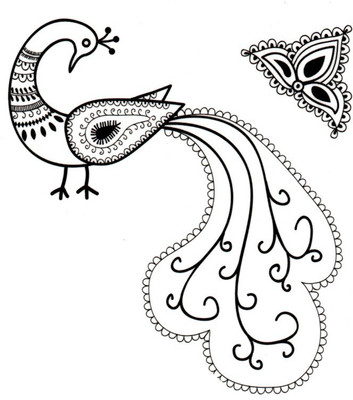 Smilendeal T2115 Peacock Temp Body Tattoo - Black(Peacock)