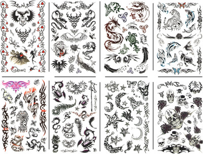 

Kauberi Jewels Combo of 450 Temporary waterproof body tattoos standard size for women and men(High Quality)PS912(Tribal Style)