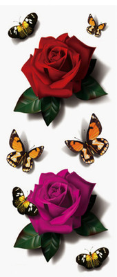 

SENECIO™ Red Purple Rose Butterflies Waterproof Temporary Body Tattoo(Rose I Butterfly)