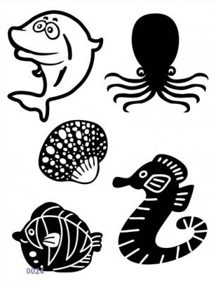 Shimmer Fans Glitter Tattoo Kit (TAPE + GLITTER)(Sea Animals)