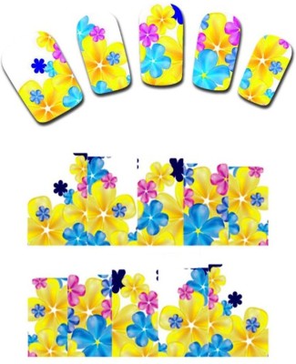 Flipkart - SENECIOï¿½ï¿½ Yellow Blue Multicolor Floral Water Transfer Nail Tattoo(Flower)