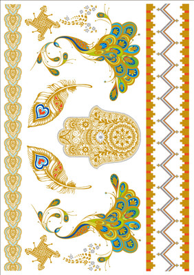 

Flash Tattoo India(Metalic Strips, design elements, peacock)