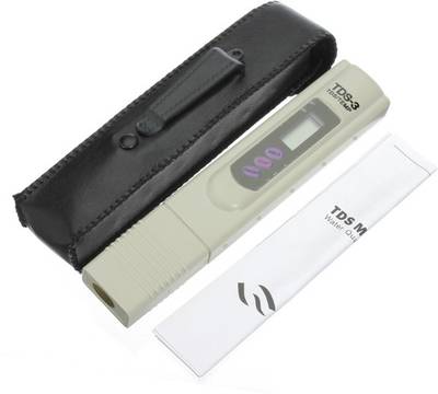 RO Service TDS Meter / Water Purity Tester with Leather Carry Case & Temperature Display Bath Thermometer (Ivory) 