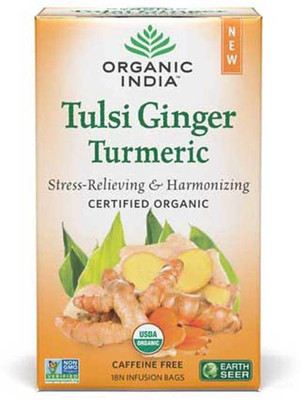 

Organic India Tea Bags Tulsi, Ginger Herbal Infusion Box(18 Sachets)