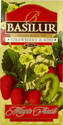 

Basilur STRAWBERRY N KIWI PACKET Strawberry, Kiwi Black Tea(100 g, Box)