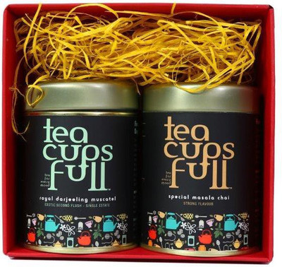 

Teacupsfull Tea Gift, Darjeeling Black and Masala Chai Cinnamon, Cardomom, Ginger Black Tea Box(100 g)
