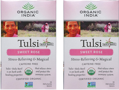 

Organic India Tulsi Sweet Rose 2 Packs Tulsi Tea Box(18 Sachets)