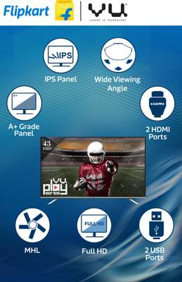 Vu 109cm (43) Full HD LED TV (43D6575, 2 x HDMI, 1 x USB) 