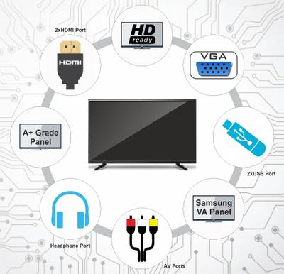 Wybor 80cm (31.5) HD Ready LED TV (W32-80-N06, 2 x HDMI, 2 x USB) 