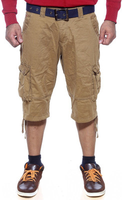 

Sports 52 Wear Solid Men's Three Fourths, Khakhi