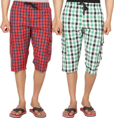 

Joven Checkered Men's Three Fourths, Multicolor
