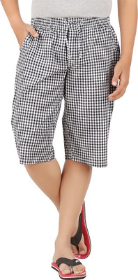 

All Times Checkered Men's Three Fourths, Black;white