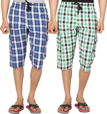 

Joven Checkered Men's Three Fourths, Multicolor