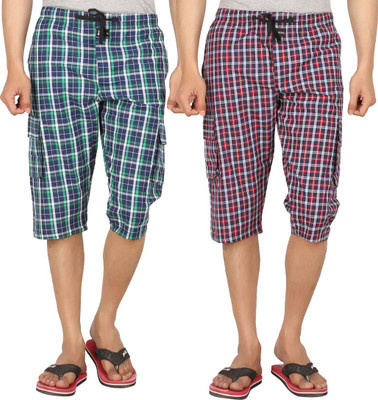 

Joven Checkered Men's Three Fourths, Multicolor