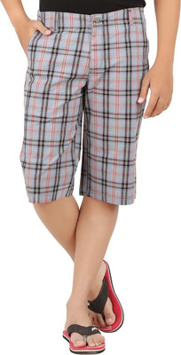 

All Times Checkered Men's Three Fourths, Grey;pink