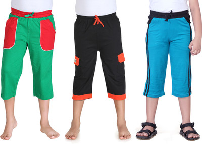

Dongli Three Fourth For Boys(Multicolor Pack of 3, Green & black & blue