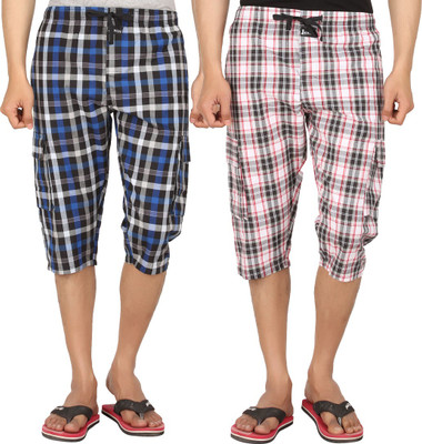 

Joven Checkered Men's Three Fourths, Multicolor