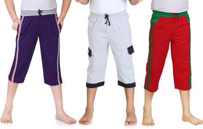 

Dongli Three Fourth For Boys(Multicolor Pack of 3, Purple & silver & red