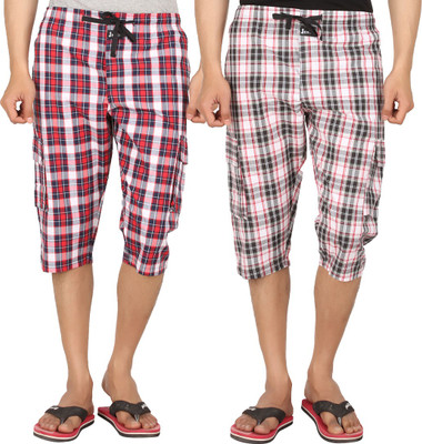 

Joven Checkered Men's Three Fourths, Multicolor