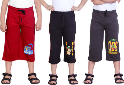 

Dongli Three Fourth For Boys(Multicolor Pack of 3, Red & black & brown