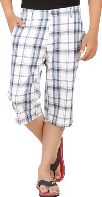

All Times Checkered Men's Three Fourths, Blue;white