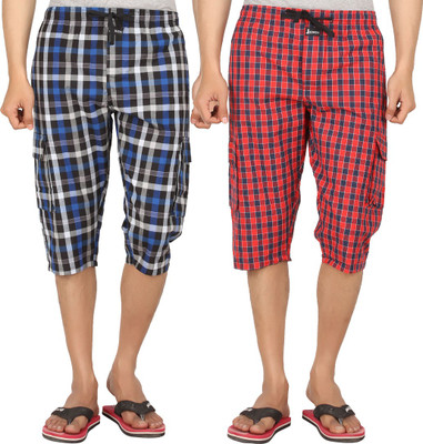 

Joven Checkered Men's Three Fourths, Multicolor