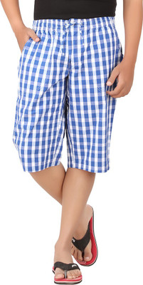 

All Times Checkered Men's Three Fourths, Blue;white