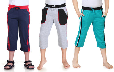 

Dongli Three Fourth For Boys(Multicolor Pack of 3, Dark blue & silver & light blue