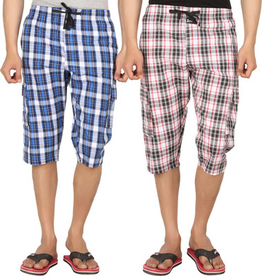 

Joven Checkered Men's Three Fourths, Multicolor