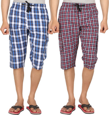 

Joven Checkered Men's Three Fourths, Multicolor
