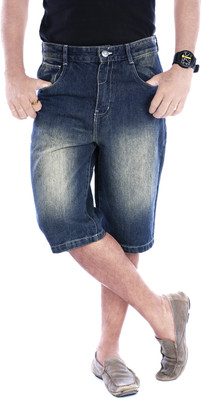 

Uber Urban Solid Men's Denim Three Fourths, Green wash