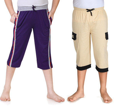 

Dongli Three Fourth For Boys(Purple Pack of 2, Purple & beige