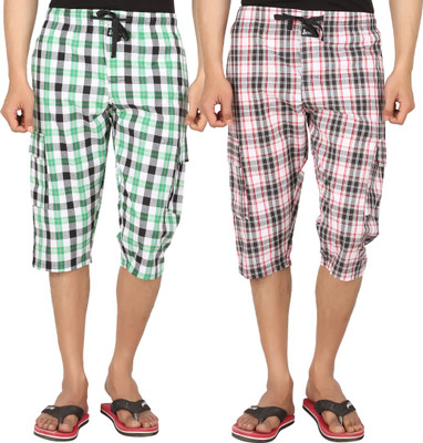 

Joven Checkered Men's Three Fourths, Multicolor