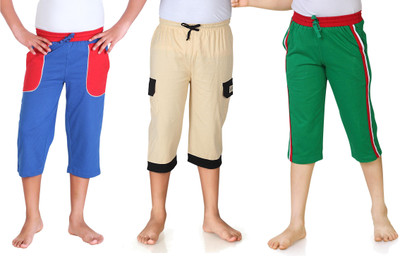 

Dongli Three Fourth For Boys(Multicolor Pack of 3, Dark blue & beige & green