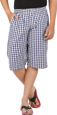 

All Times Checkered Men's Three Fourths, Blue;white